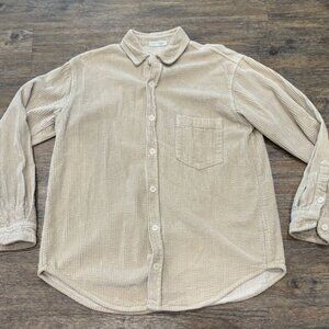 Free People Beige Button Down Shirt